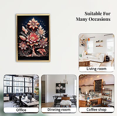 Floral Crystal Painting with Frame