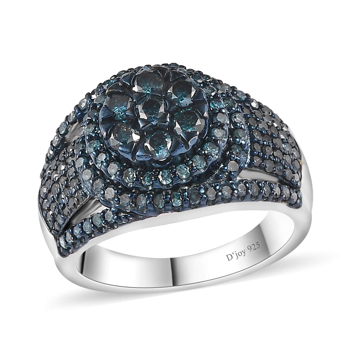 Blue Diamond Cocktail Ring in Platinum Over Sterling Silver (Size 8.0) 1.00 ctw image number 0