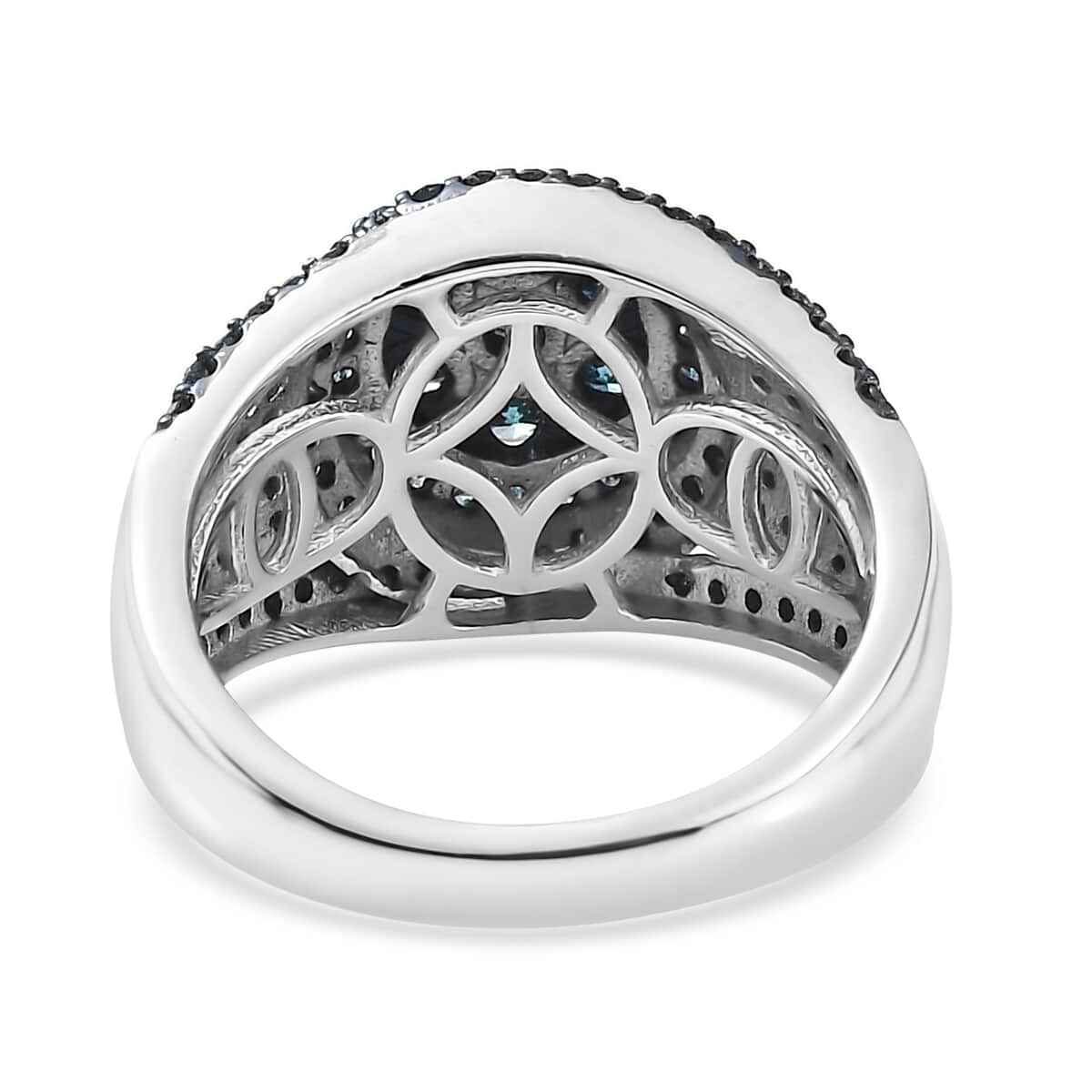 Blue Diamond Cocktail Ring in Platinum Over Sterling Silver (Size 8.0) 1.00 ctw image number 4