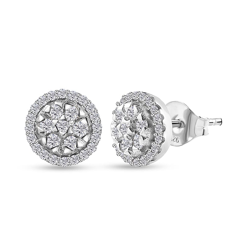 Diamond Stud Earrings in Platinum Over Sterling Silver 0.50 ctw