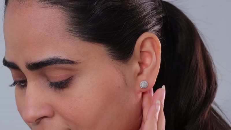 Diamond Stud Earrings in Platinum Over Sterling Silver 0.50 ctw