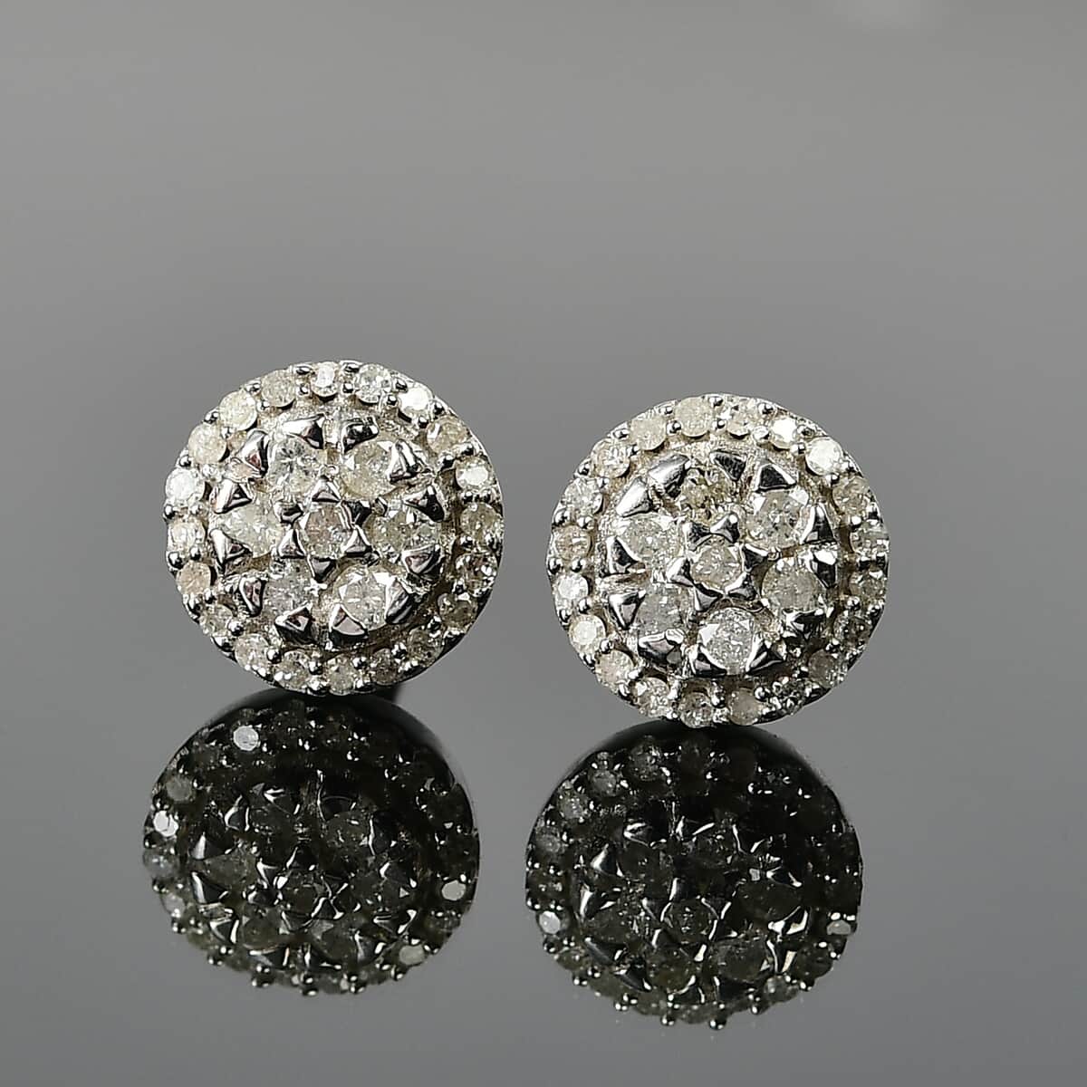 Diamond Stud Earrings in Platinum Over Sterling Silver 0.50 ctw image number 1