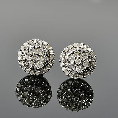 Diamond Stud Earrings in Platinum Over Sterling Silver 0.50 ctw