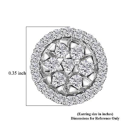 Diamond Stud Earrings in Platinum Over Sterling Silver 0.50 ctw