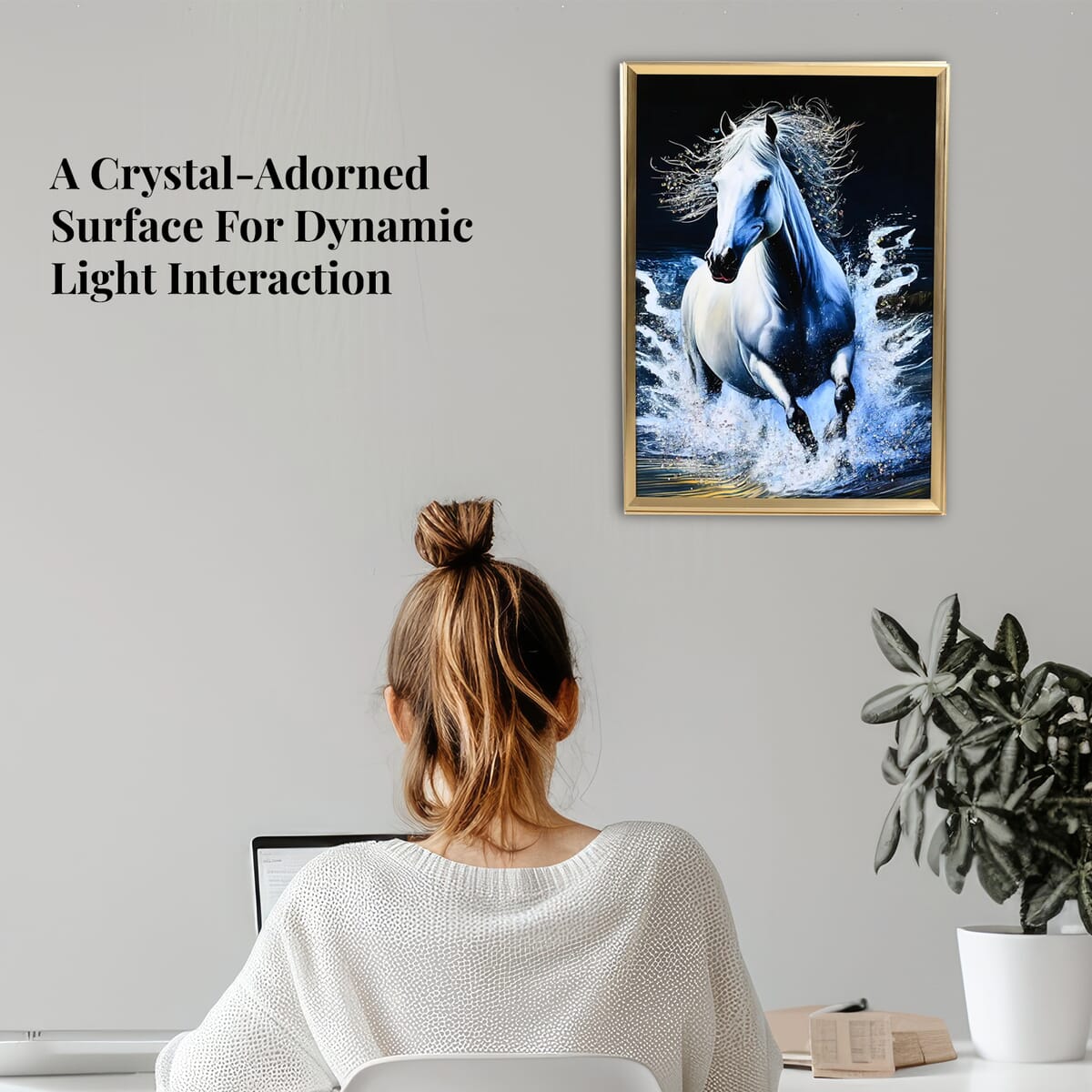 Horse Crystal Painting with Frame image number 1