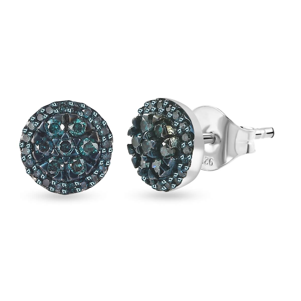 Blue Diamond Stud Earrings in Platinum Over Sterling Silver 0.50 ctw image number 0