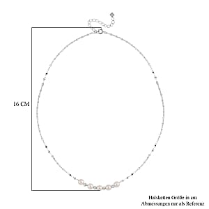White Shell Pearl 5.00 ctw Necklace in Rhodium Over Sterling Silver 17 Inches