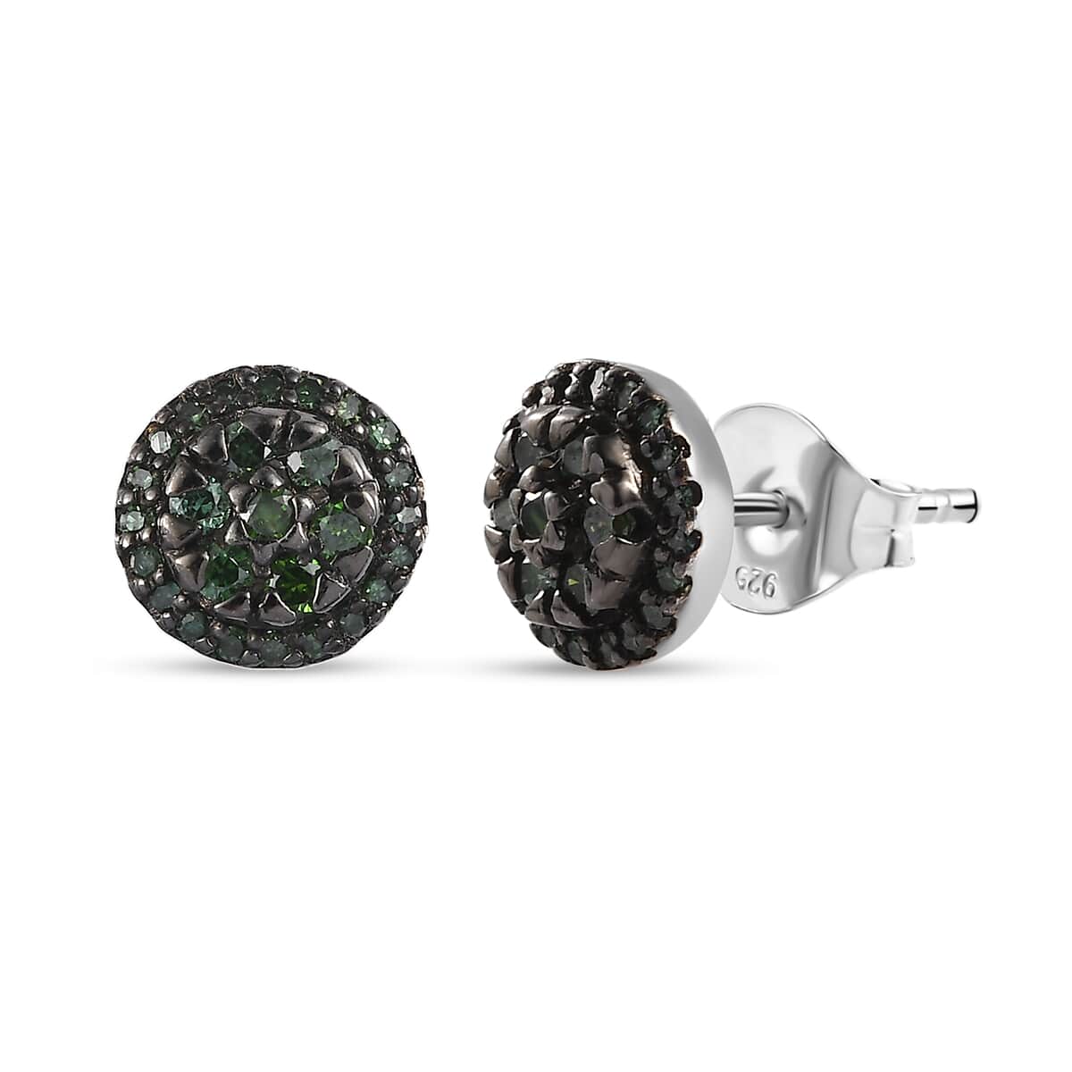 Green Diamond Stud Earrings in Platinum Over Sterling Silver 0.50 ctw image number 0