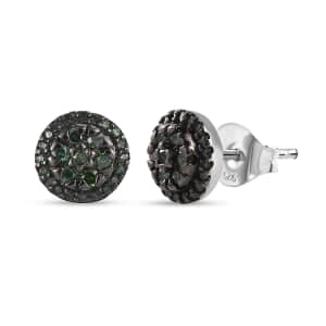 Green Diamond Stud Earrings in Platinum Over Sterling Silver 0.50 ctw