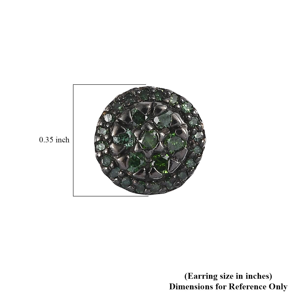 Green Diamond Stud Earrings in Platinum Over Sterling Silver 0.50 ctw image number 3