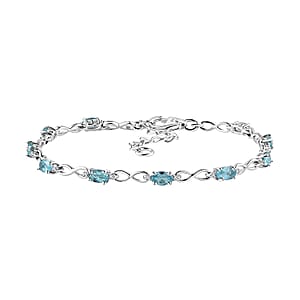Betroka Blue Apatite and White Zircon 2.75 ctw Bracelet in Platinum Over Sterling Silver (6.50-8.00In)
