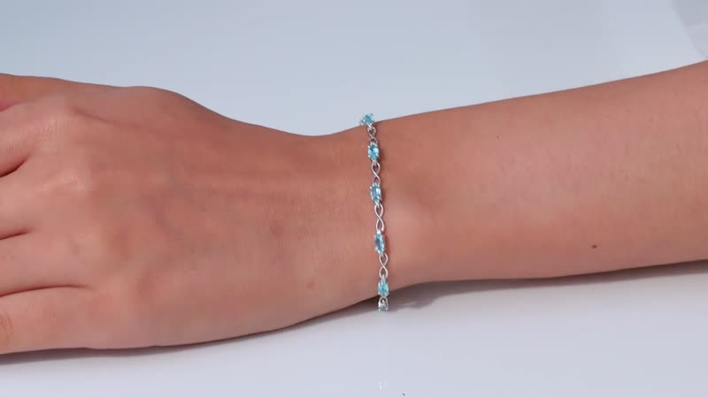 Betroka Blue Apatite and White Zircon 2.75 ctw Bracelet in Platinum Over Sterling Silver (6.50-8.00In)
