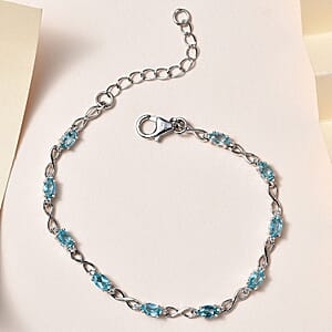 Betroka Blue Apatite and White Zircon 2.75 ctw Bracelet in Platinum Over Sterling Silver (6.50-8.00In)