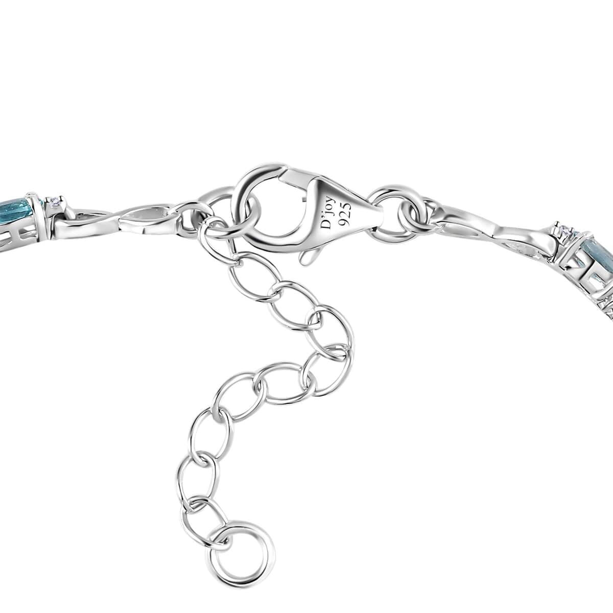 Betroka Blue Apatite and White Zircon Bracelet in Platinum Over Sterling Silver (6.50-8.00In) 2.75 ctw image number 3