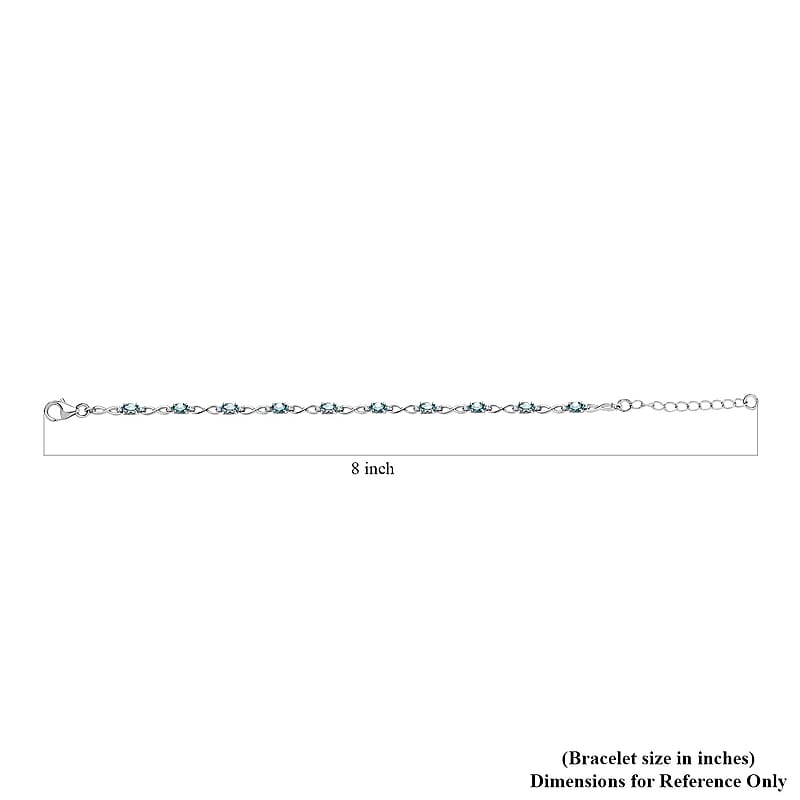 Betroka Blue Apatite and White Zircon 2.75 ctw Bracelet in Platinum Over Sterling Silver (6.50-8.00In)