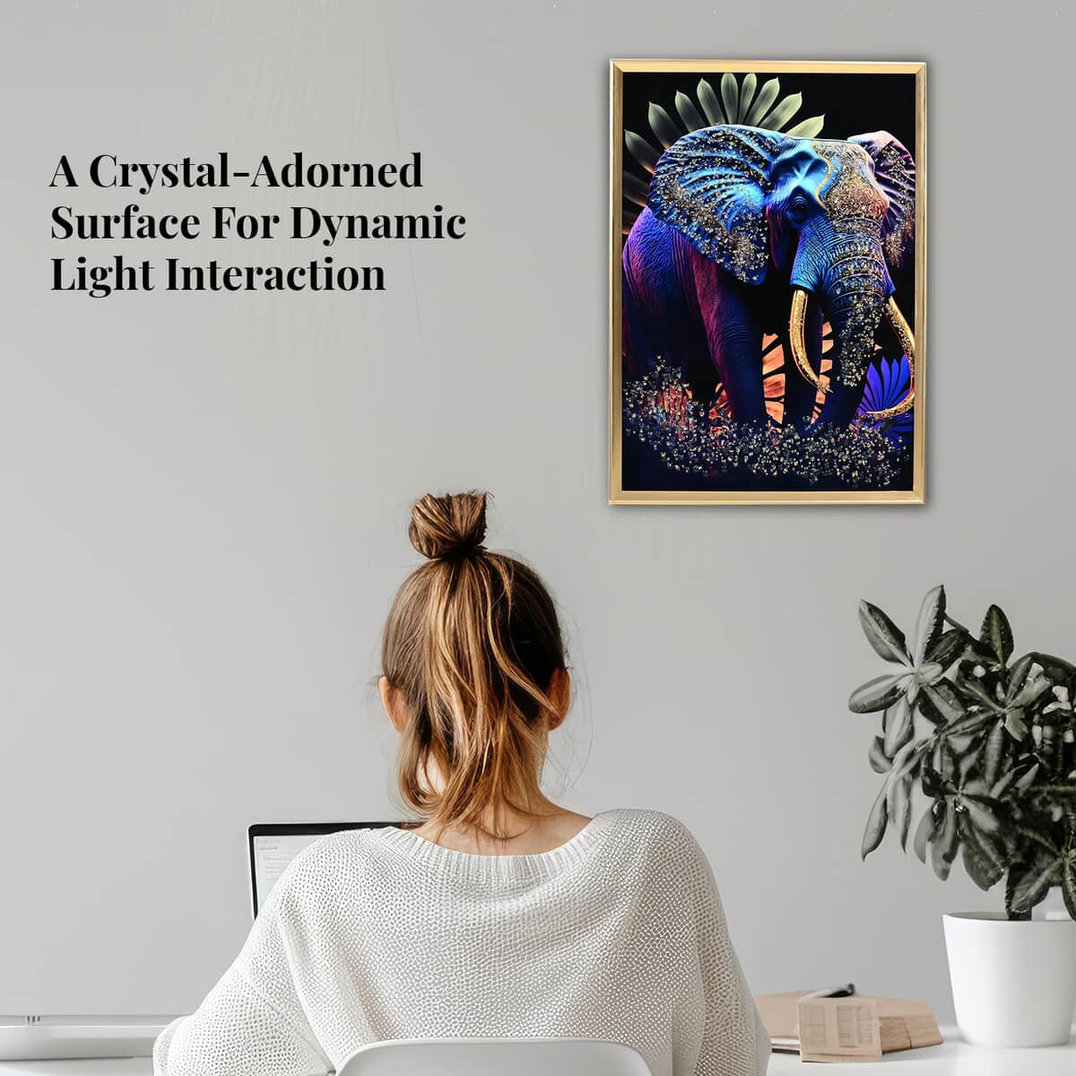 Elephant Crystal Painting with Frame image number 1