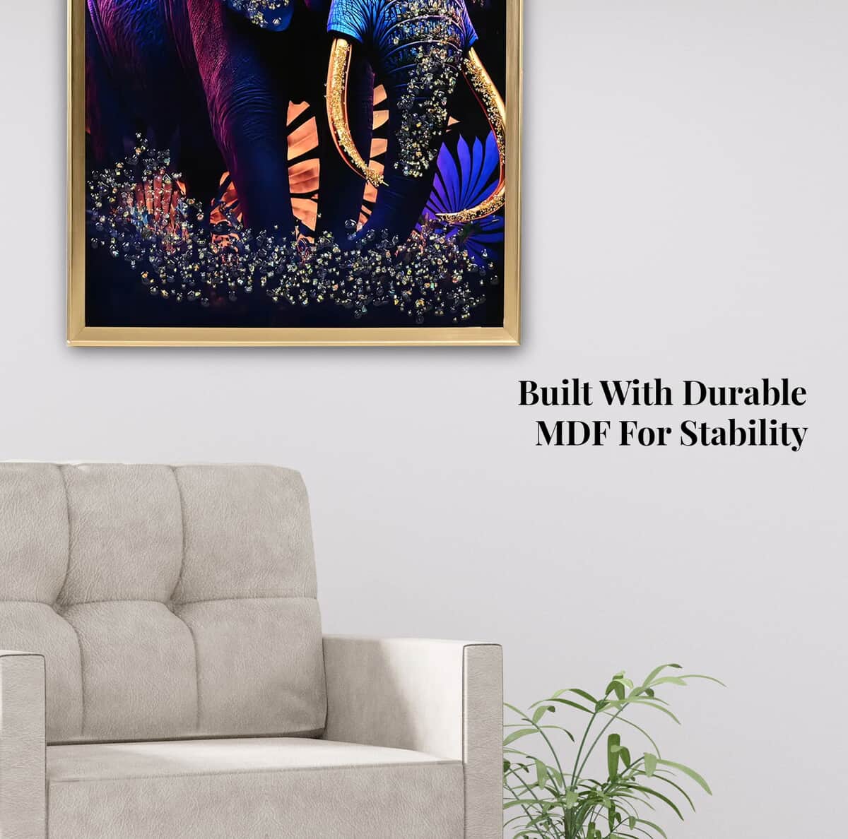 Elephant Crystal Painting with Frame image number 2