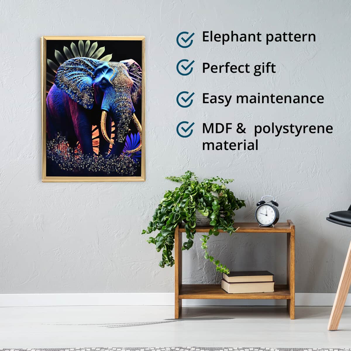 Elephant Crystal Painting with Frame image number 3