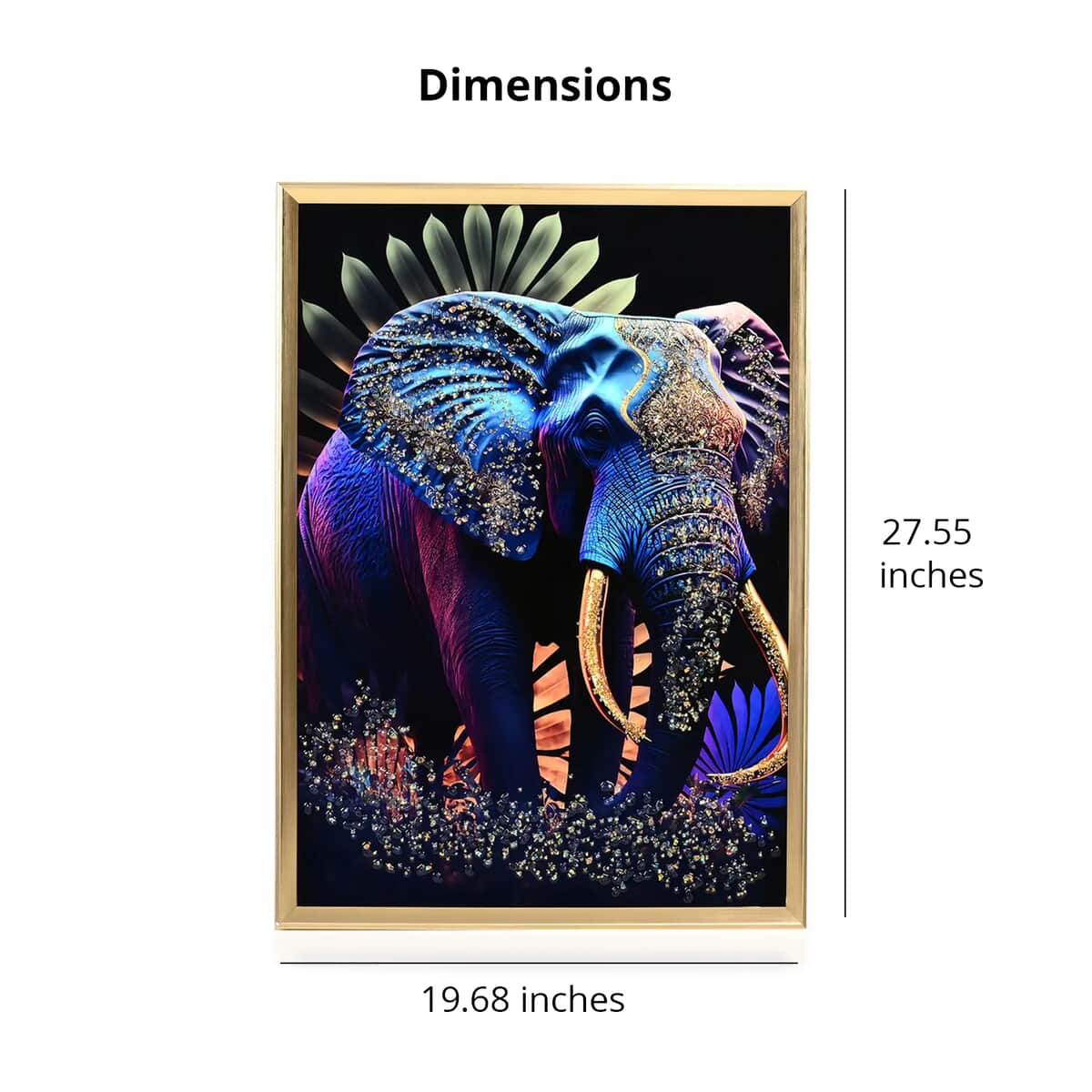 Elephant Crystal Painting with Frame image number 6