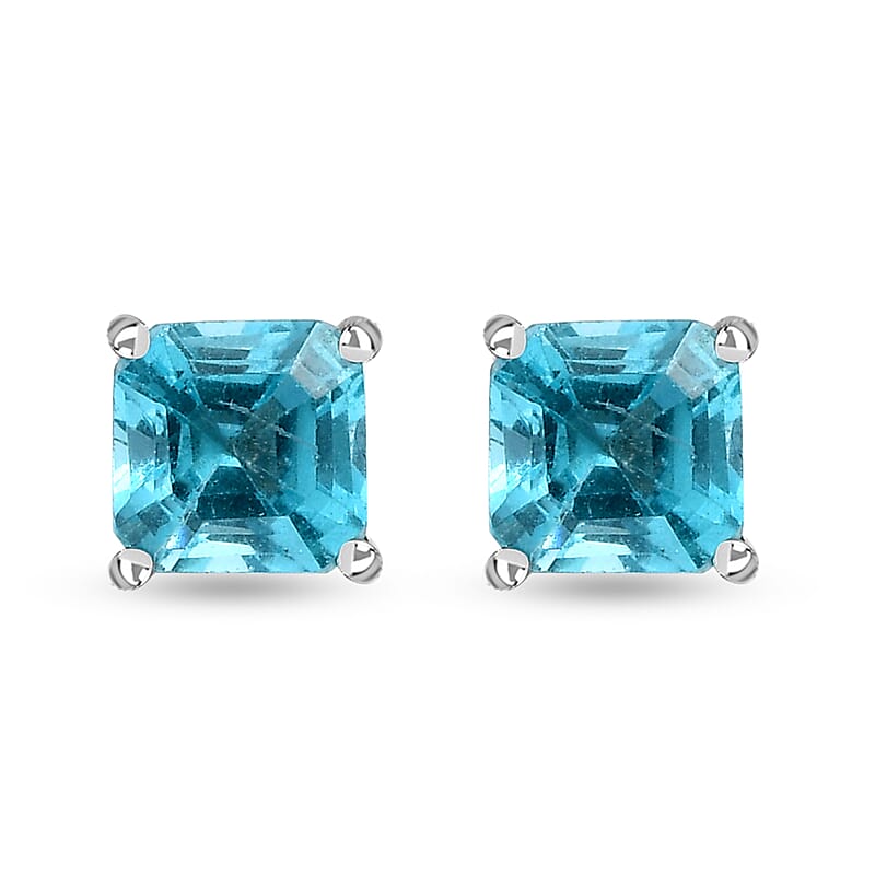 Betroka Blue Apatite Solitaire Stud Earrings in Platinum Over Sterling Silver 1.35 ctw
