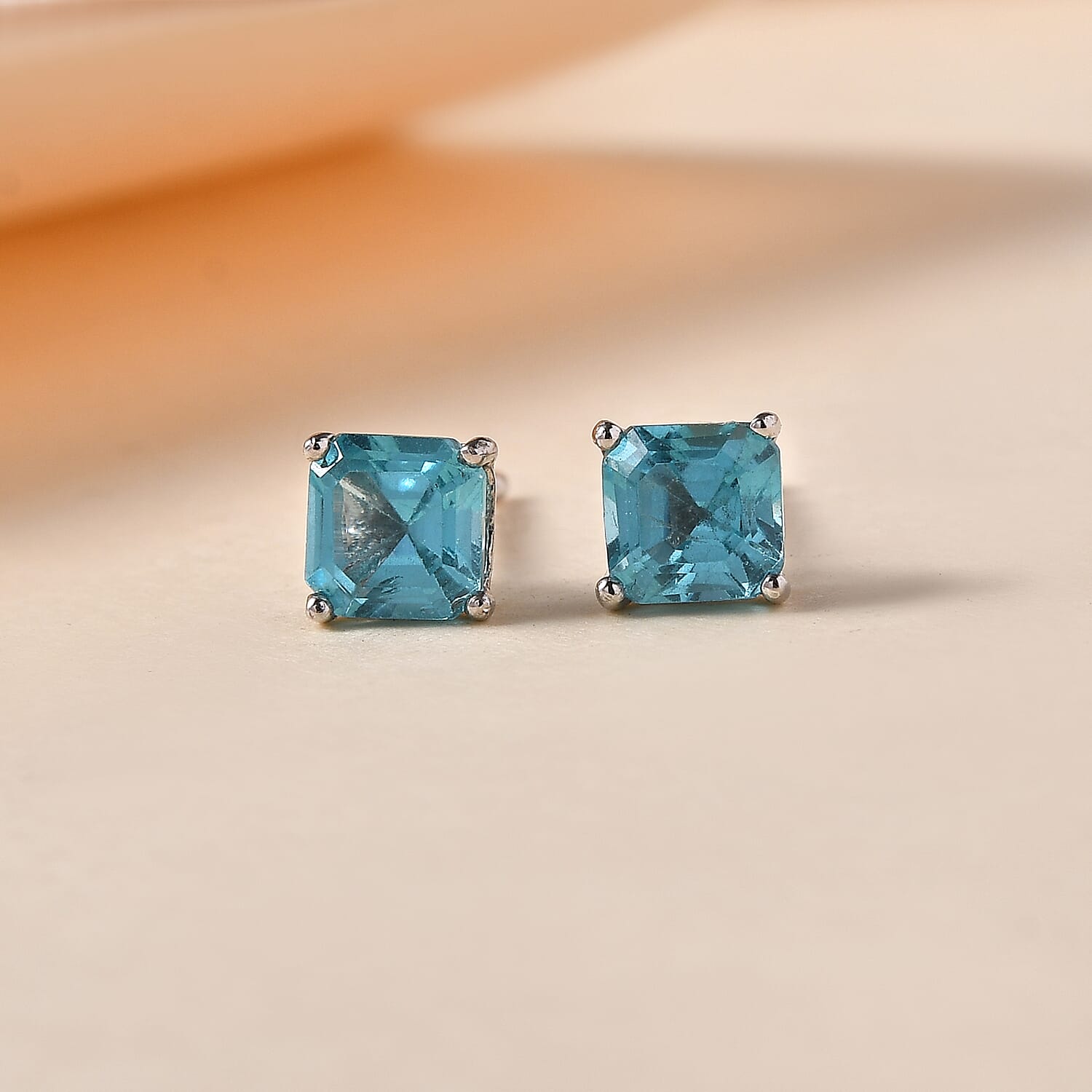 Betroka Blue Apatite Solitaire Stud Earrings in Platinum Over Sterling Silver 1.35 ctw