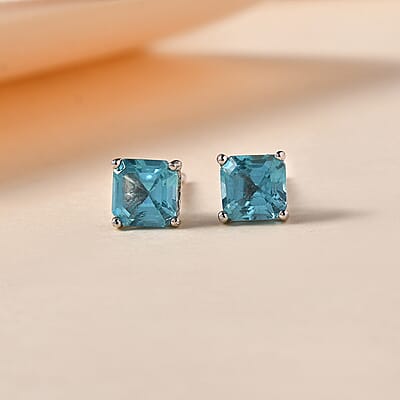 Betroka Blue Apatite Solitaire Stud Earrings in Platinum Over Sterling Silver 1.35 ctw