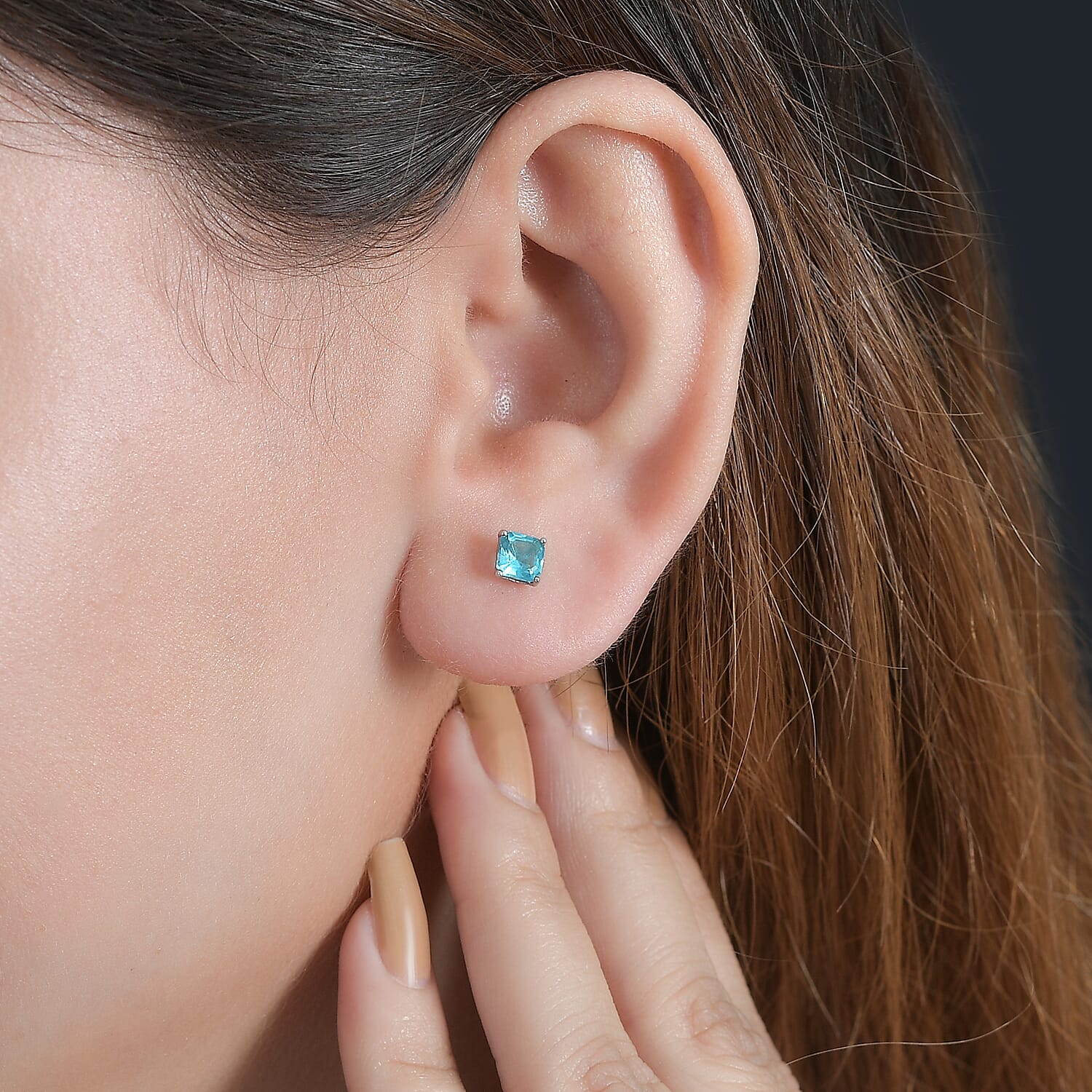 Betroka Blue Apatite Solitaire Stud Earrings in Platinum Over Sterling Silver 1.35 ctw