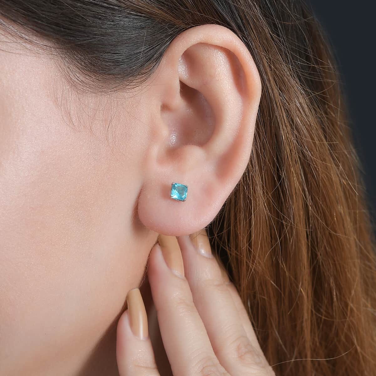 Betroka Blue Apatite Solitaire Stud Earrings in Platinum Over Sterling Silver 1.35 ctw image number 2