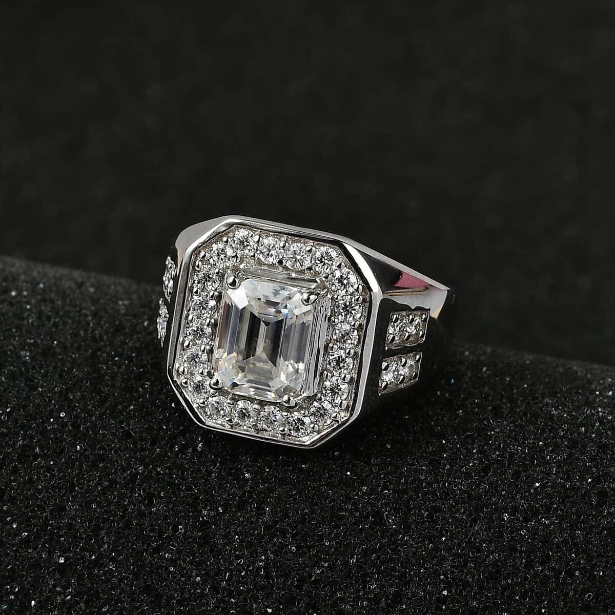 Moissanite Men's Ring in Platinum Over Sterling Silver (Size 10.0) 3.40 ctw image number 1