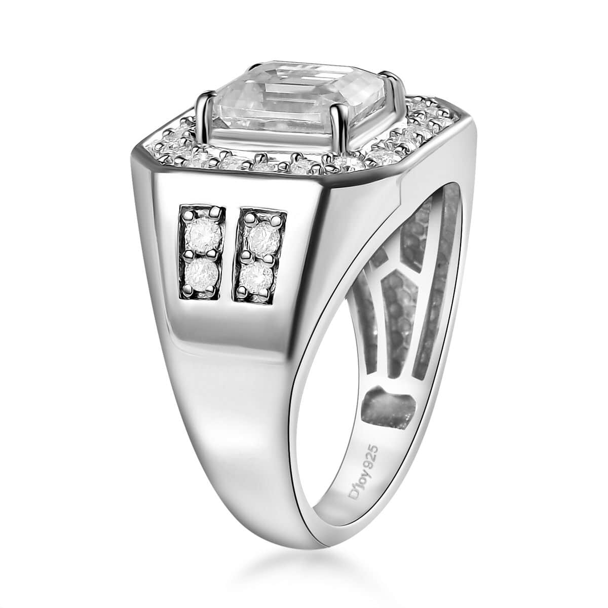 Moissanite Men's Ring in Platinum Over Sterling Silver (Size 10.0) 3.40 ctw image number 3