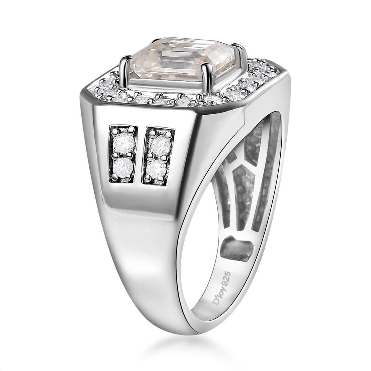 Moissanite Men's Ring in Platinum Over Sterling Silver (Size 11.0) 3.40 ctw image number 3