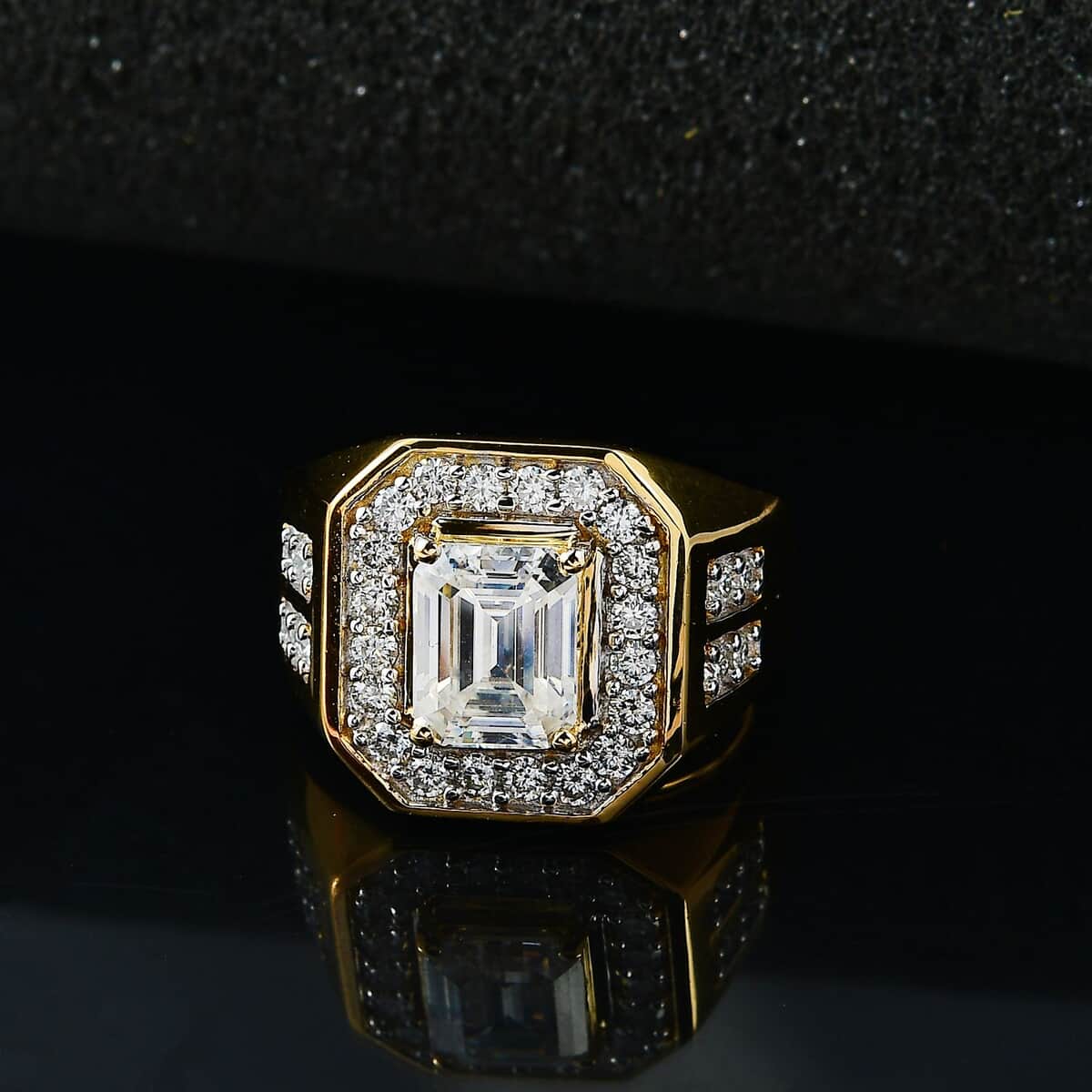 Moissanite Men's Ring in Vermeil Yellow Gold Over Sterling Silver (Size 10.0) 3.40 ctw image number 2