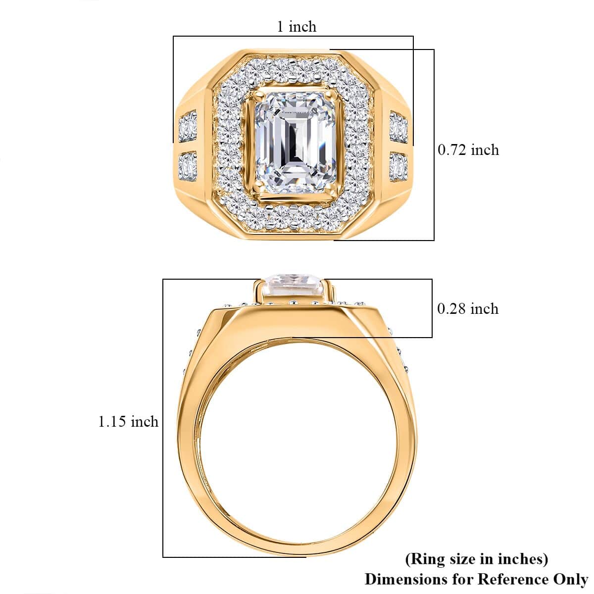 Moissanite Men's Ring in Vermeil Yellow Gold Over Sterling Silver (Size 10.0) 3.40 ctw image number 6