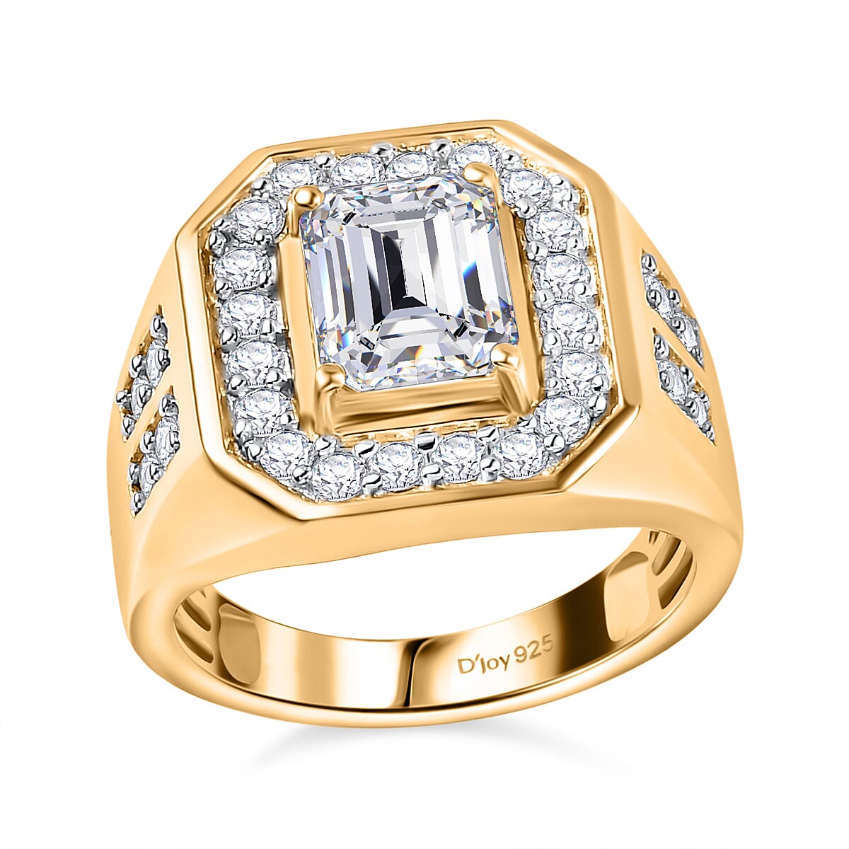  D'Joy Moissanite 3.40 ctw Royal Signet Men's Ring in 18K Vermeil Yellow Gold Over Sterling Silver (Size 12.0) image number 0