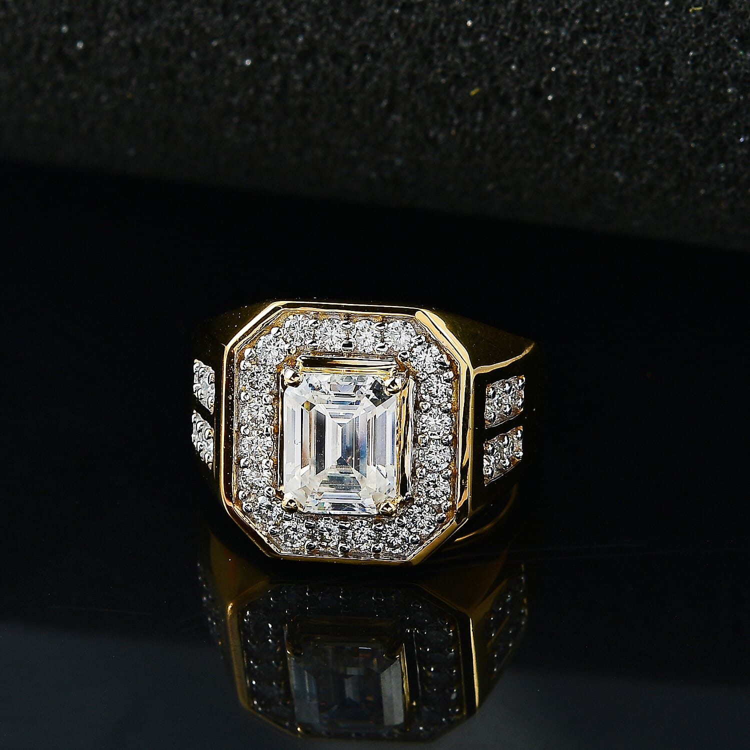 D'Joy Moissanite 3.40 ctw Royal Signet Men's Ring in 18K Vermeil Yellow Gold Over Sterling Silver (Size 14.0)