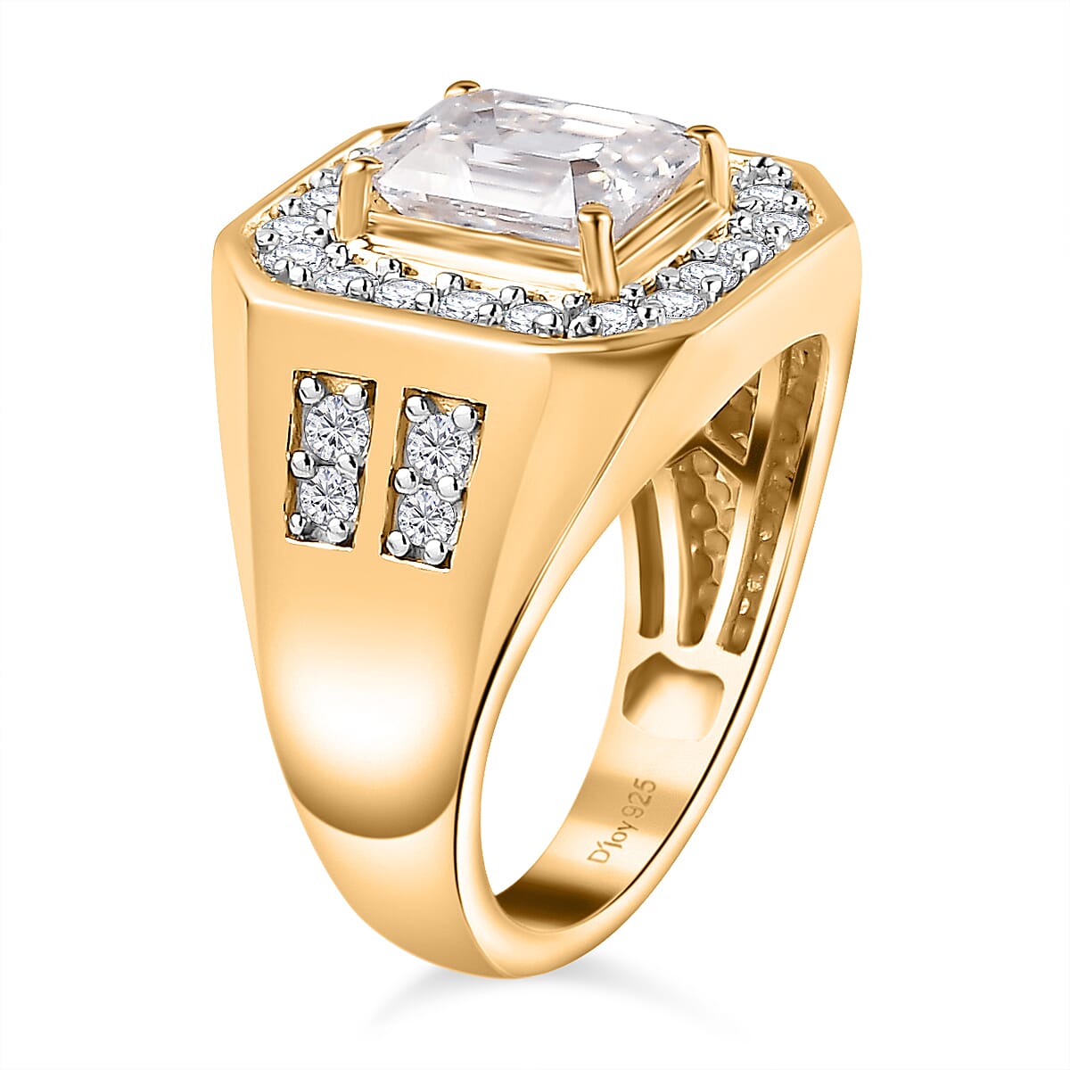 Doorbuster D'Joy Moissanite 3.40 ctw Royal Signet Men's Ring in 18K Vermeil Yellow Gold Over Sterling Silver (Size 9.0) image number 4