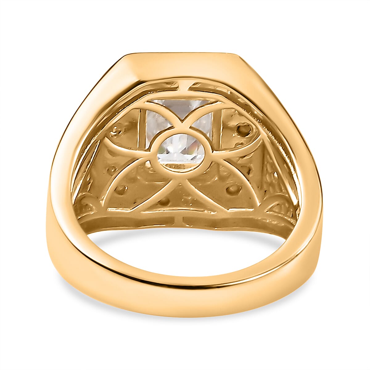 Doorbuster D'Joy Moissanite 3.40 ctw Royal Signet Men's Ring in 18K Vermeil Yellow Gold Over Sterling Silver (Size 9.0) image number 5