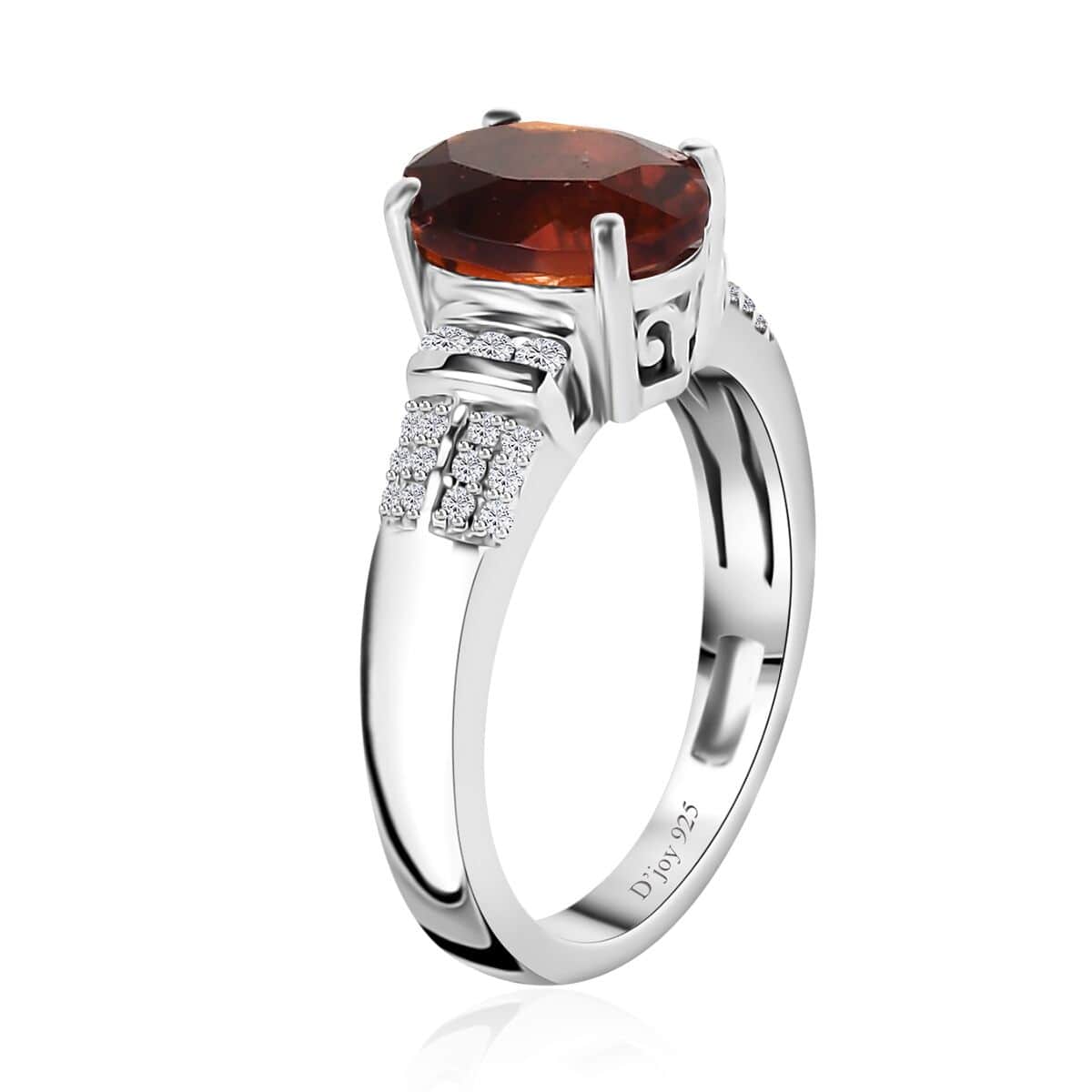 Santa Ana Madeira Citrine, White Zircon Ring in Platinum Over Sterling Silver (Size 10.0) 2.10 ctw image number 3