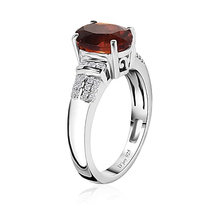 Santa Ana Madeira Citrine and White Zircon Ring in Platinum Over Sterling Silver (Size 10.0) 2.10 ctw
