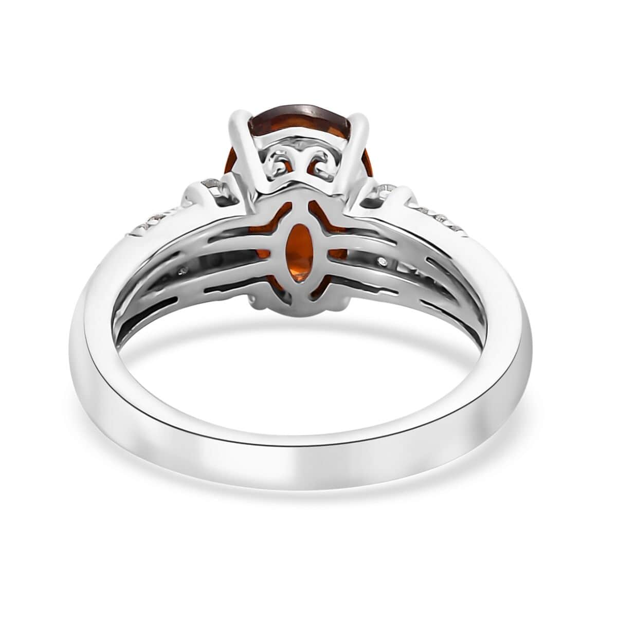 Santa Ana Madeira Citrine, White Zircon Ring in Platinum Over Sterling Silver (Size 10.0) 2.10 ctw image number 4