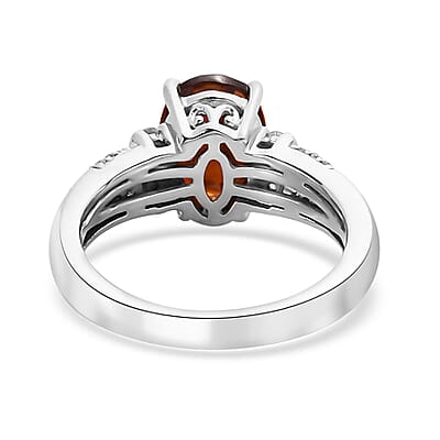 Santa Ana Madeira Citrine and White Zircon Ring in Platinum Over Sterling Silver (Size 10.0) 2.10 ctw