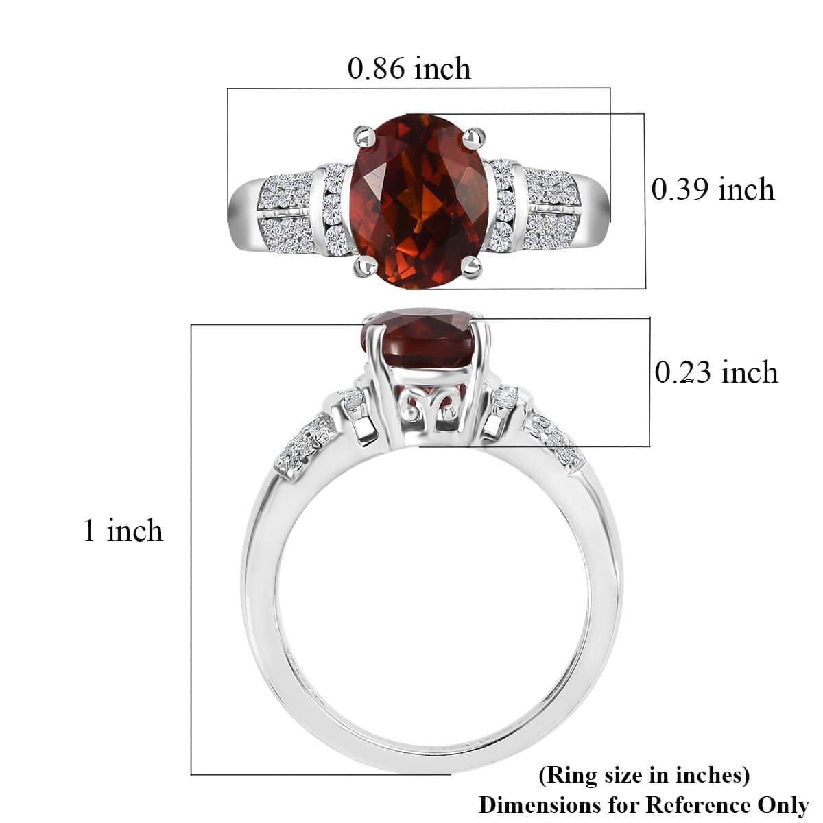 Santa Ana Madeira Citrine, White Zircon Ring in Platinum Over Sterling Silver (Size 10.0) 2.10 ctw image number 5