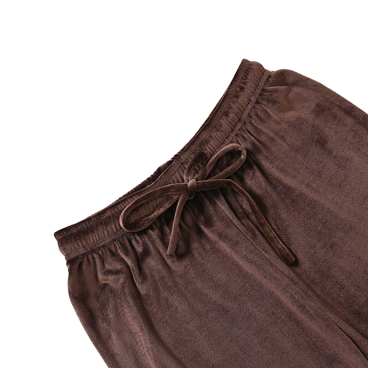 Brown Velvet Elastic Waist Lounge Pant -One Size Missy image number 1