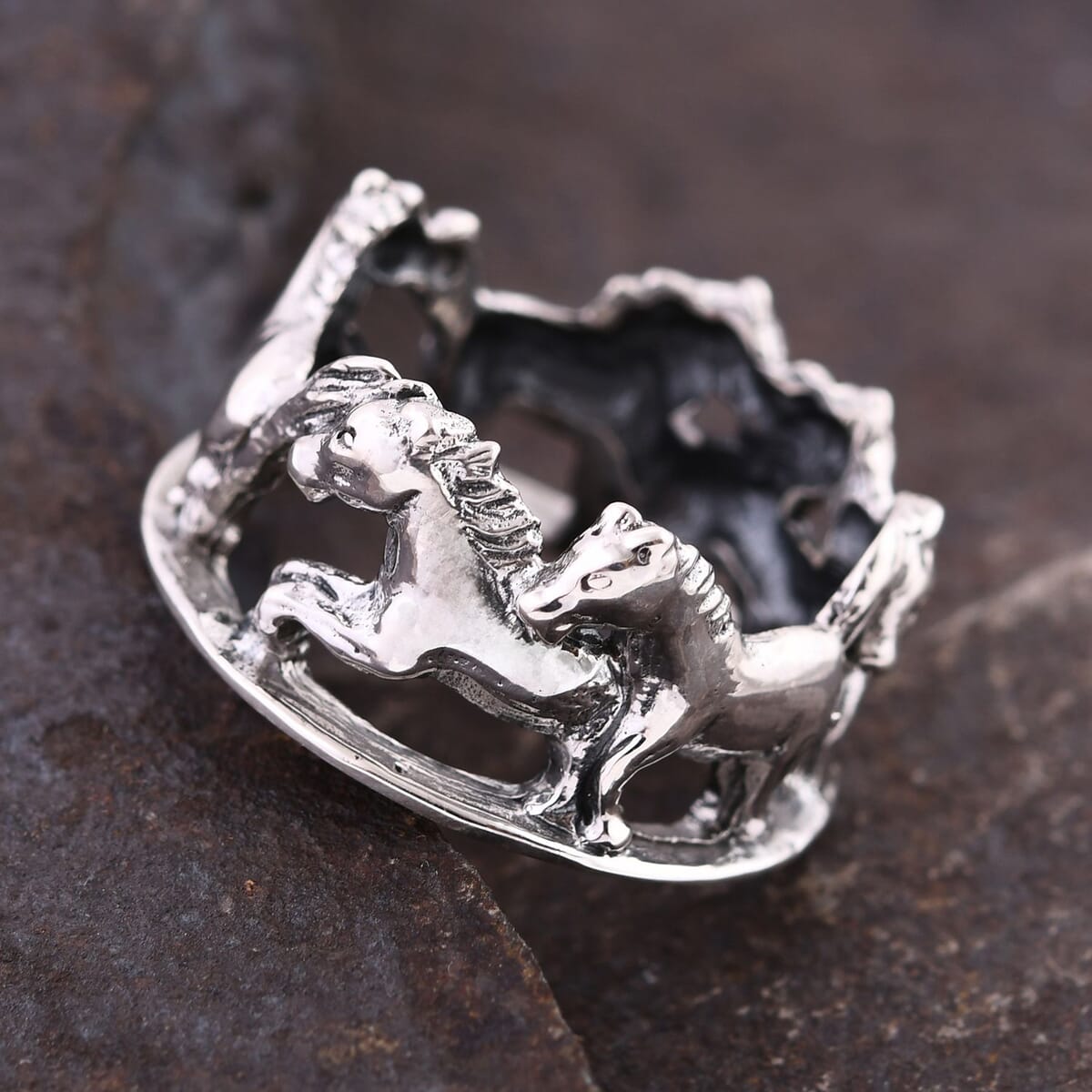 Bali Legacy Sterling Silver Horse Ring 6.07 Grams image number 1