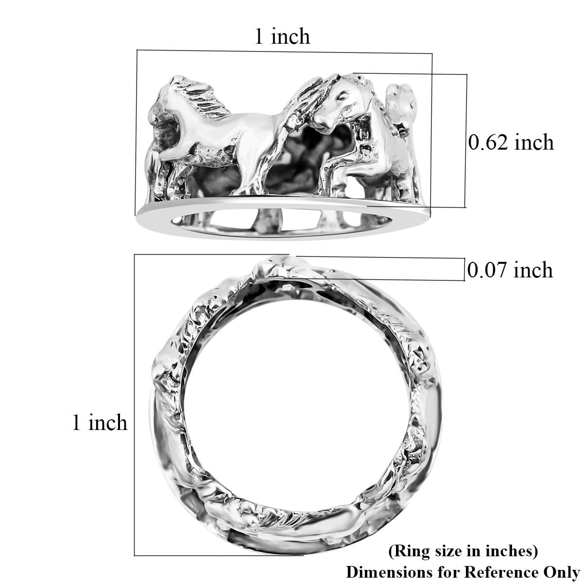 Bali Legacy Sterling Silver Horse Ring 6.07 Grams image number 5