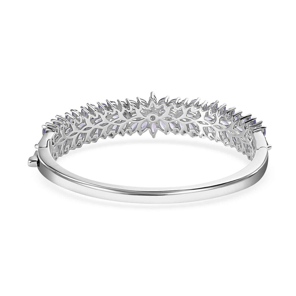 Tanzanite Floral Spray Bangle Bracelet in Platinum Over Sterling Silver (6.50 In) 8.25 ctw image number 4