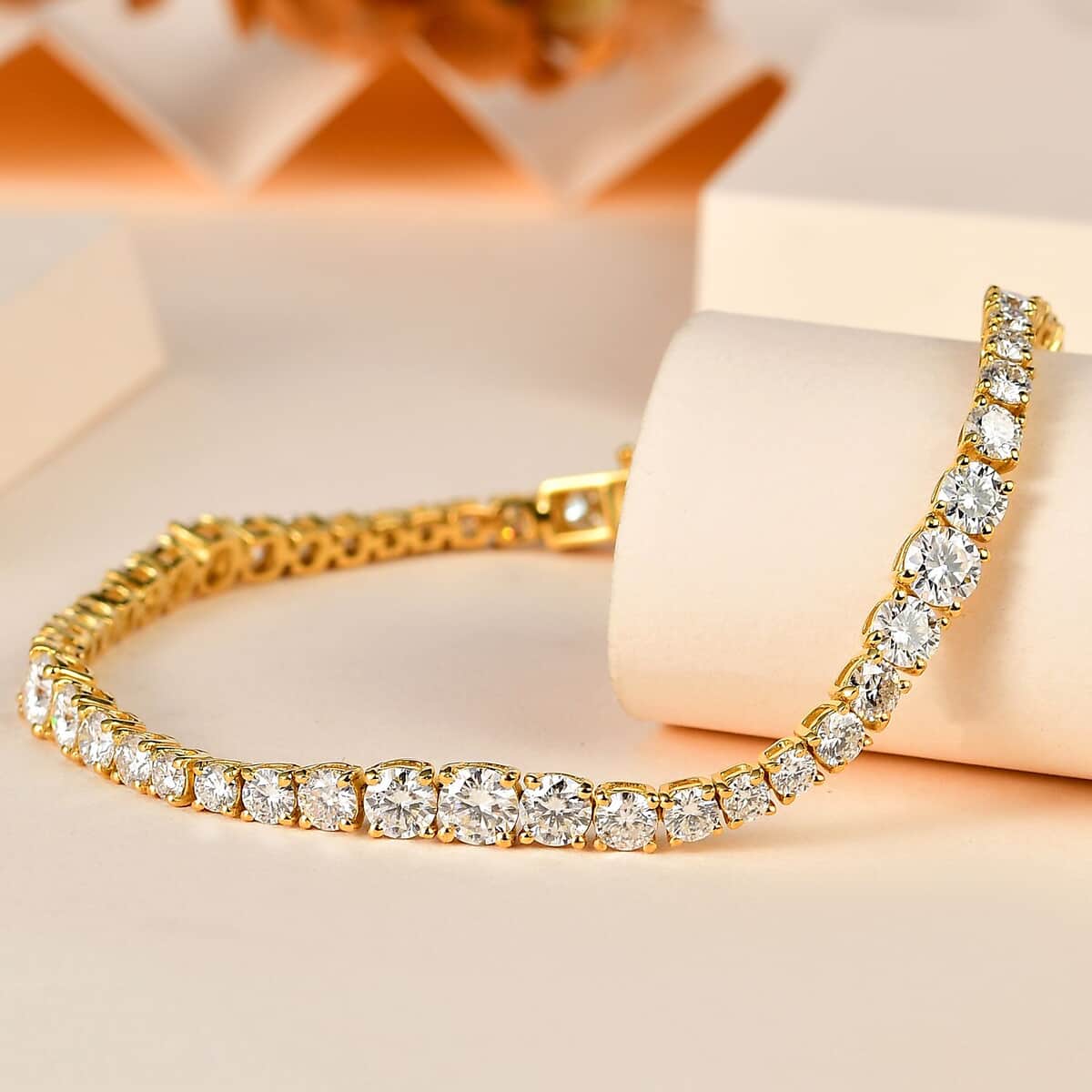 Moissanite Bracelet in Vermeil Yellow Gold Over Sterling Silver (8.00 In) 11.50 ctw image number 1