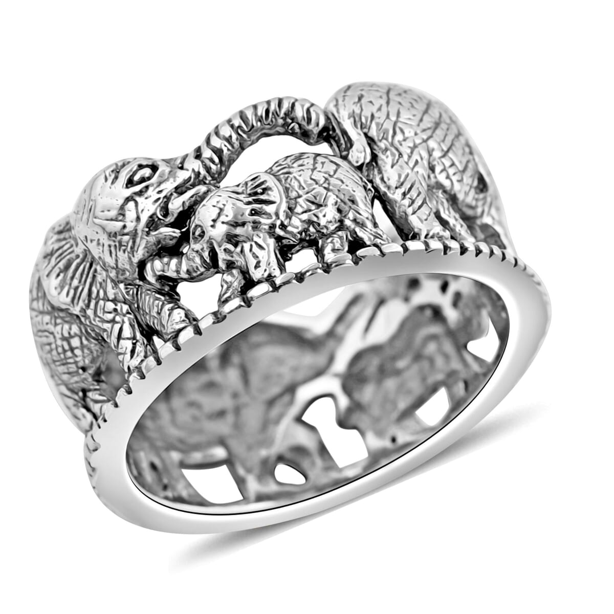 Bali Legacy Sterling Silver Elephant Ring (Size 9.0) 7.28 Grams image number 0