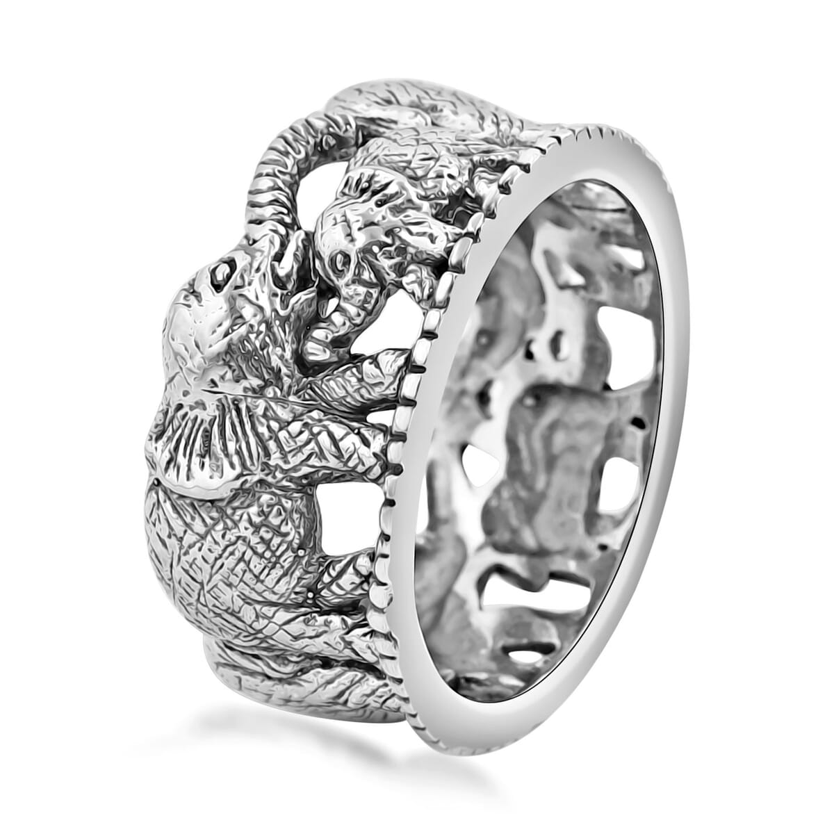 Bali Legacy Sterling Silver Elephant Ring (Size 9.0) 7.28 Grams image number 3