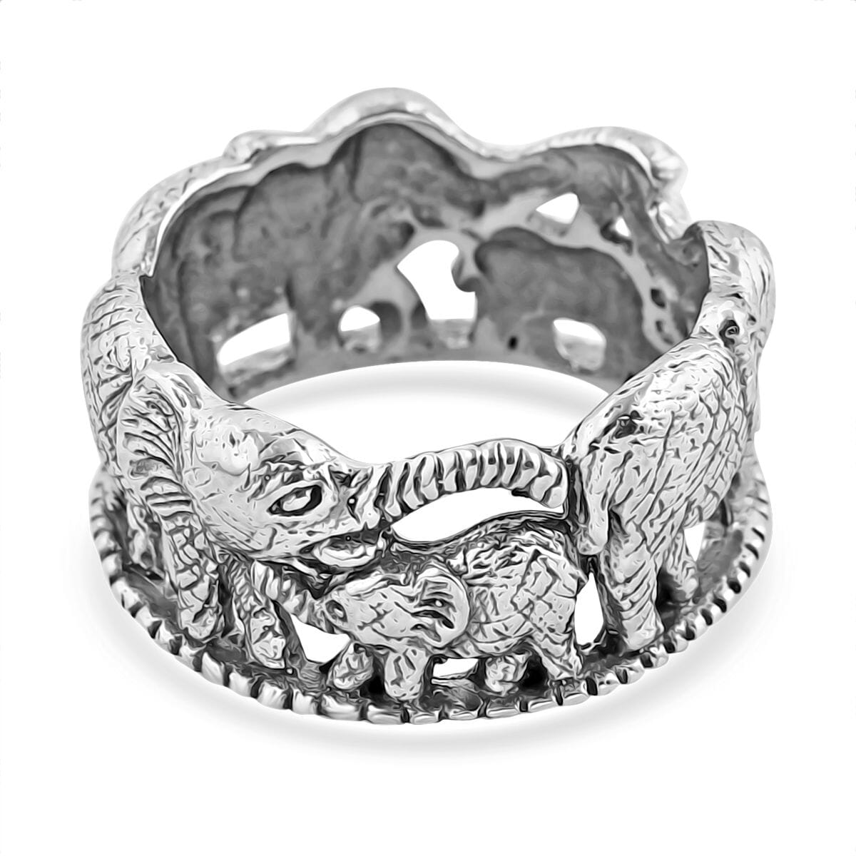 Bali Legacy Sterling Silver Elephant Ring (Size 9.0) 7.28 Grams image number 4